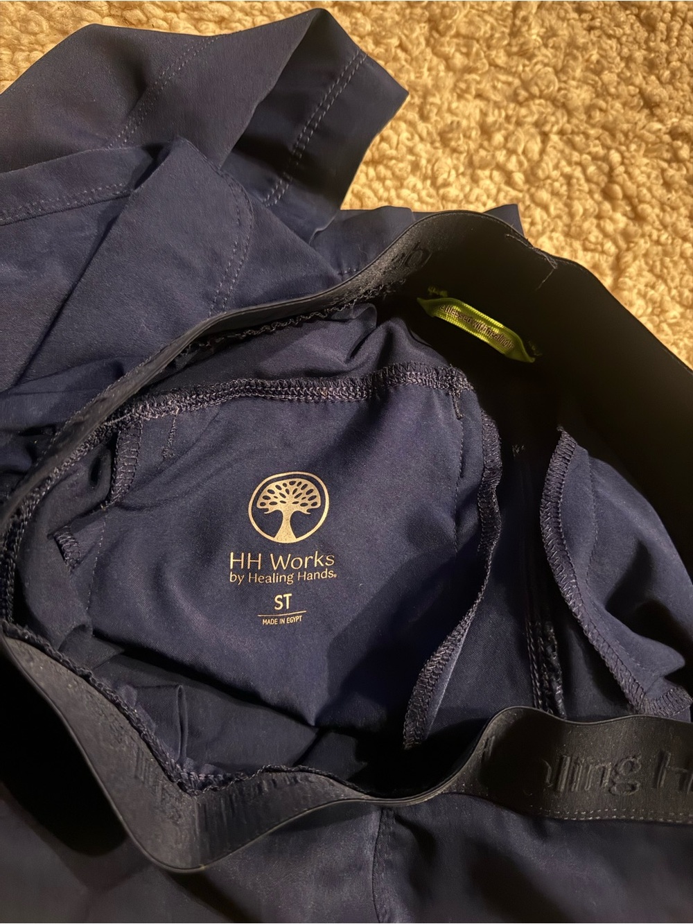 healing hands navy scrub pants with elastic waistband - Picture 3 of 4
